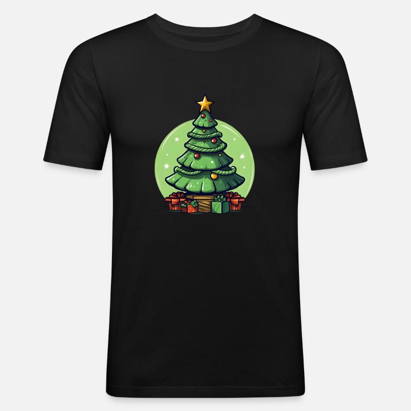 Tannenbaum oder Weihnachtsbaum an Weihnachten - Männer Slim Fit T-Shirt - Schwarz