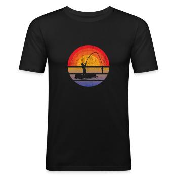 Angeln Fischen Angelhaken Angler Angelsport - Männer Slim Fit T-Shirt - Schwarz - Vorne - Nik (191cm)