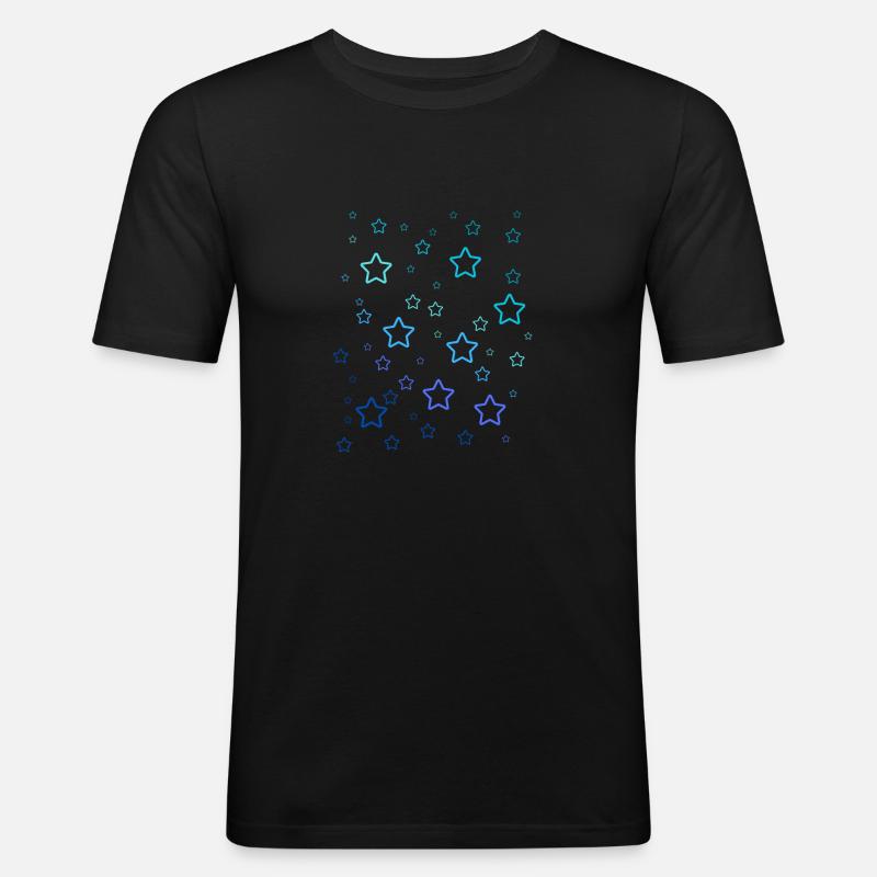 Regenbogen-Sterne - Männer Slim Fit T-Shirt - Schwarz
