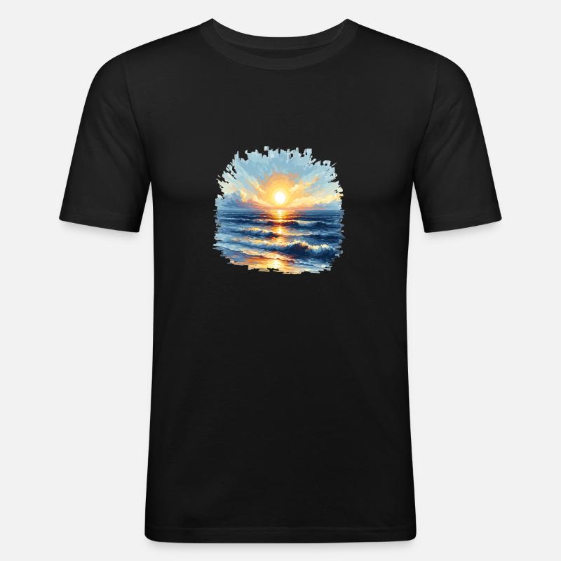 Impressionistisches Gemälde eines Sonnenaufgangs ü - Männer Slim Fit T-Shirt - Schwarz