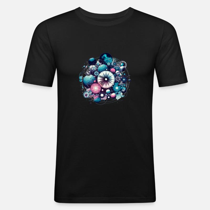 Kosmische Collage - Männer Slim Fit T-Shirt - Schwarz