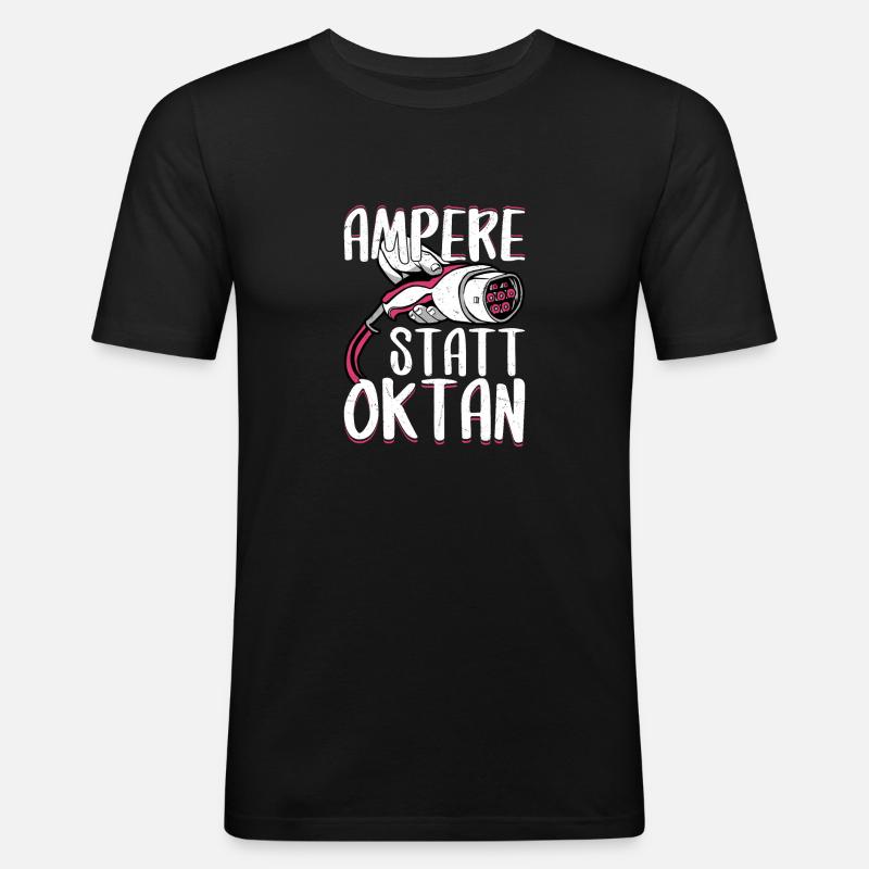 Ampere Statt Oktan - Männer Slim Fit T-Shirt - Schwarz