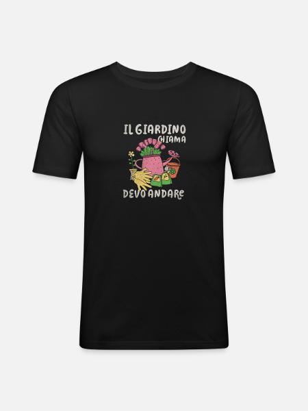 Il Giardino Chiama - Männer Slim Fit T-Shirt - Schwarz