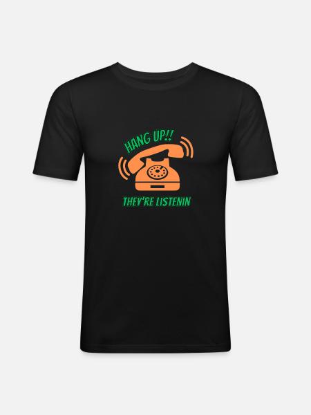 hang up the phone - Men's Slim Fit T-Shirt - black