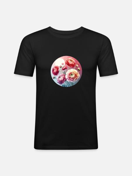 Ranunculus drawn - Men's Slim Fit T-Shirt - black