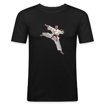 Karate is a demanding martial art - Men's Slim Fit T-Shirt - black - Front - Nik (191cm)