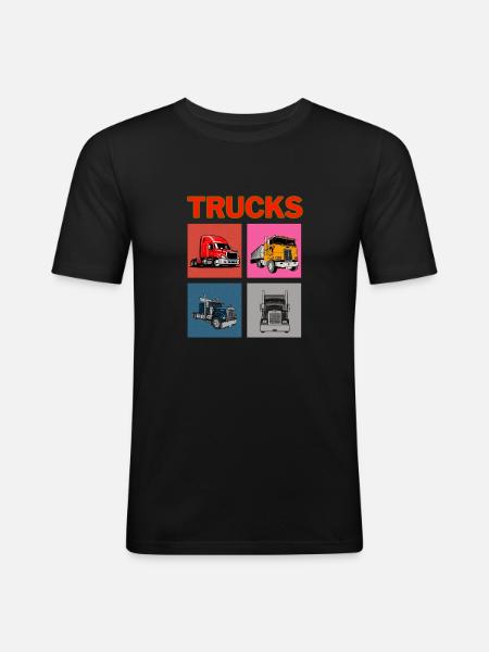 Lastwagen - Männer Slim Fit T-Shirt - Schwarz
