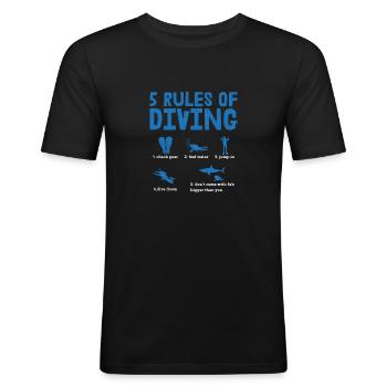 5 Regels Van Duiken Scuba Diving Diver - Mannen slim fit T-shirt - zwart - Voor - Nik (191cm)