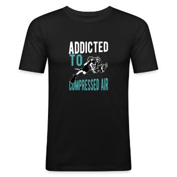 Verslaafd aan perslucht Scuba Diving Diver - Mannen slim fit T-shirt - zwart - Voor - Nik (191cm)