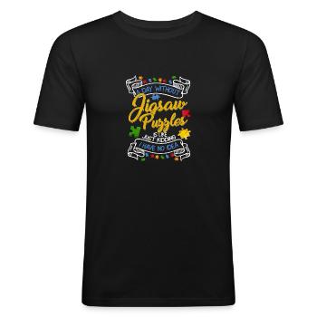 Une journée sans puzzle Résolution de pièces - T-shirt près du corps Homme - noir - Devant - Nik (191cm)