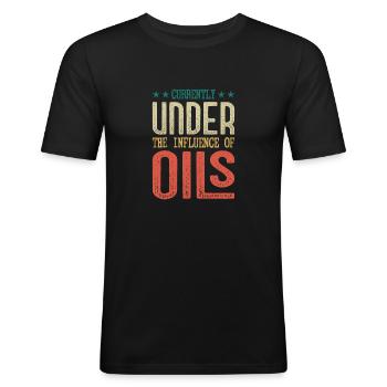 Currently Under The Influence Of Oils Natural Esse - Men's Slim Fit T-Shirt - black - Front - Nik (191cm)