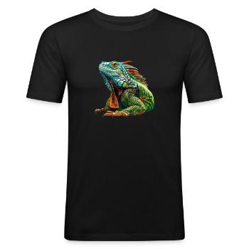 Iguane - T-shirt près du corps Homme - noir - Devant - Nik (191cm)