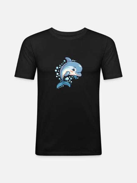 Dolphin Kawaii - Men's Slim Fit T-Shirt - black