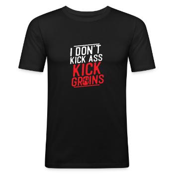 I Don't Kick Ass Kick Groins Training Krav Maga Ma - Men's Slim Fit T-Shirt - black - Front - Nik (191cm)