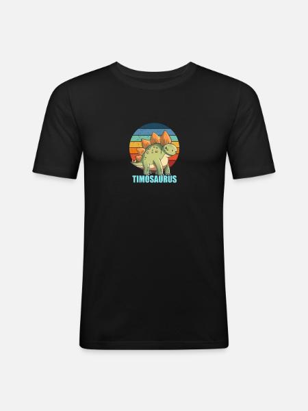 Timosaurus Geschenkidee für Timo - Männer Slim Fit T-Shirt - Schwarz