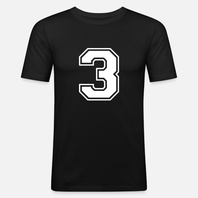Nummer 3 - Männer Slim Fit T-Shirt - Schwarz