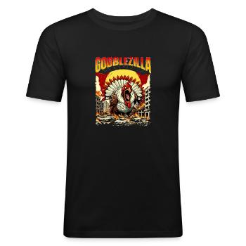 Gobblezilla - Thanksgiving Day Herbstferien - Männer Slim Fit T-Shirt - Schwarz - Vorne - Nik (191cm)