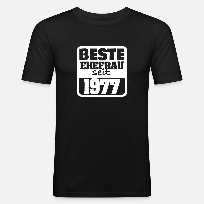 Frau 1977 - Männer Slim Fit T-Shirt - Schwarz