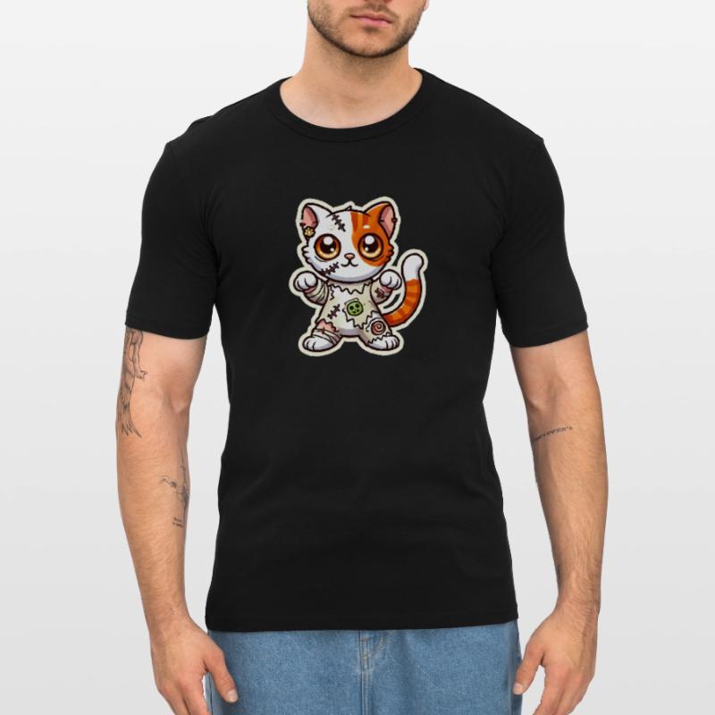 Süßes Zombie Katze Halloween Kostüm Süßes oder Saures! Männer Slim Fit T-Shirt
