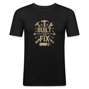 CONSTRUIT POUR RÉPARER - T-shirt près du corps Homme - noir - Devant - Nik (191cm)