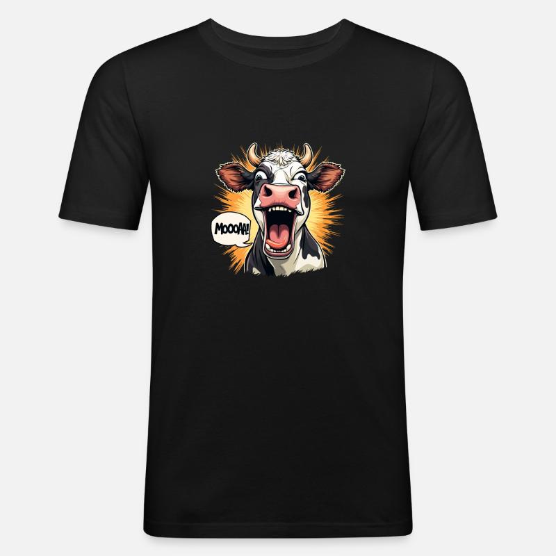 MOOOAA - Männer Slim Fit T-Shirt - Schwarz