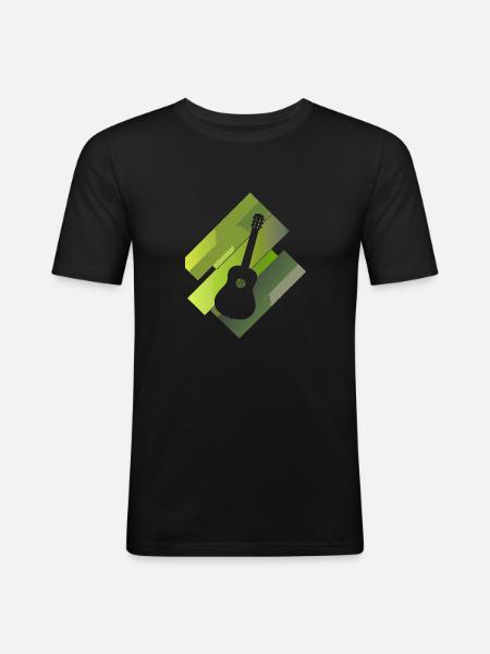 Gitarrist Basser Elektrogitarre - Männer Slim Fit T-Shirt - Schwarz