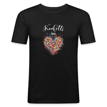 Konfetti im Herzen - Karneval Fasching - Männer Slim Fit T-Shirt - Schwarz - Vorne - Nik (191cm)