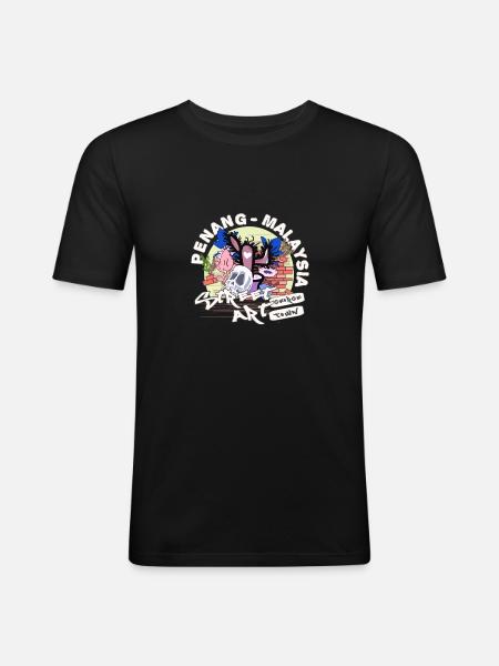 Mural in Penang - Men's Slim Fit T-Shirt - black