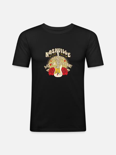 Valentine's Day in Nashville Music - Men's Slim Fit T-Shirt - black