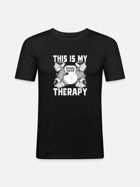 Fitness is my therapy - Men's Slim Fit T-Shirt - black