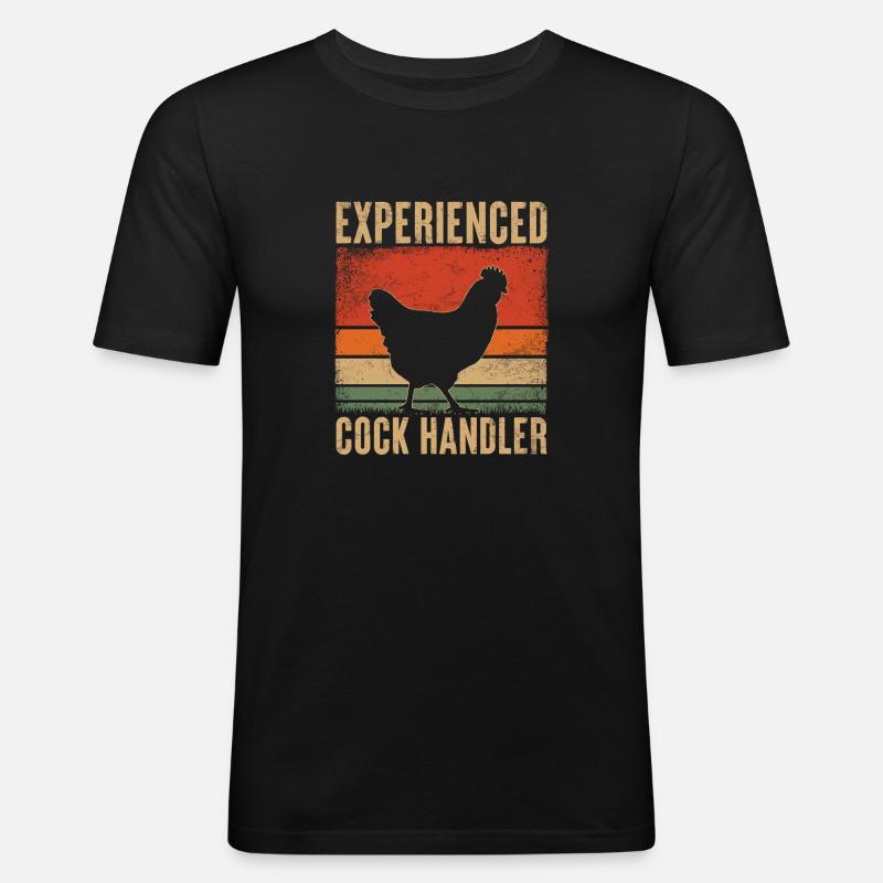 Hühnerflüsterer Retro Stil - Männer Slim Fit T-Shirt - Schwarz