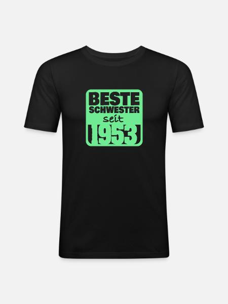 Schwester 1953 - Männer Slim Fit T-Shirt - Schwarz