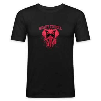 Prêt à rouler Alabama Football Lover Game Day - T-shirt près du corps Homme - noir - Devant - Nik (191cm)