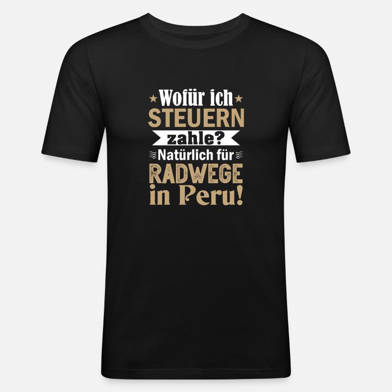 Radwege Peru1 Zeichenfläche 1 - Männer Slim Fit T-Shirt - Schwarz