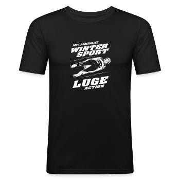 Rennrodeln - Rodeln - Rennrodler - Schlittenrennen - Männer Slim Fit T-Shirt - Schwarz - Vorne - Nik (191cm)