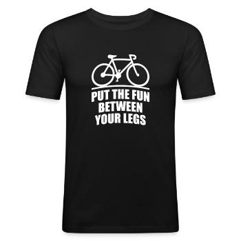 Bringen Sie den Spaß zwischen Ihre Beine - Männer Slim Fit T-Shirt - Schwarz - Vorne - Nik (191cm)