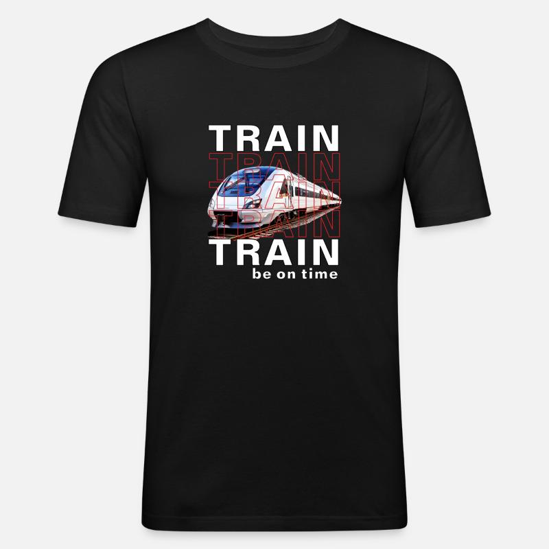 ZUG TRAIN be on time - Männer Slim Fit T-Shirt - Schwarz