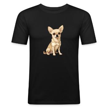 Chihuahua - Männer Slim Fit T-Shirt - Schwarz - Vorne - Nik (191cm)