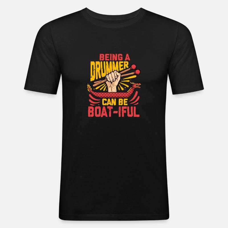 Drachenboot Boatiful Drummer - Männer Slim Fit T-Shirt - Schwarz