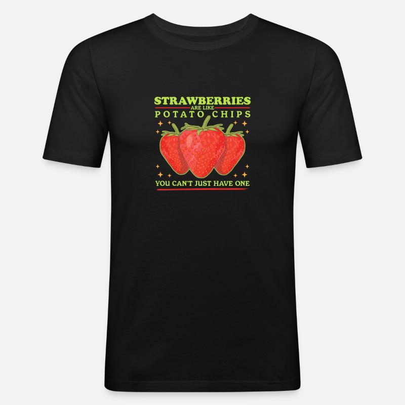 Erdbeeren Strawberry Erdbeere Geschenke - Männer Slim Fit T-Shirt - Schwarz