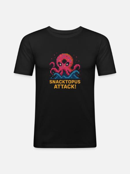 Snacktopus Attack Pixel Donut Kraken - Men's Slim Fit T-Shirt - black
