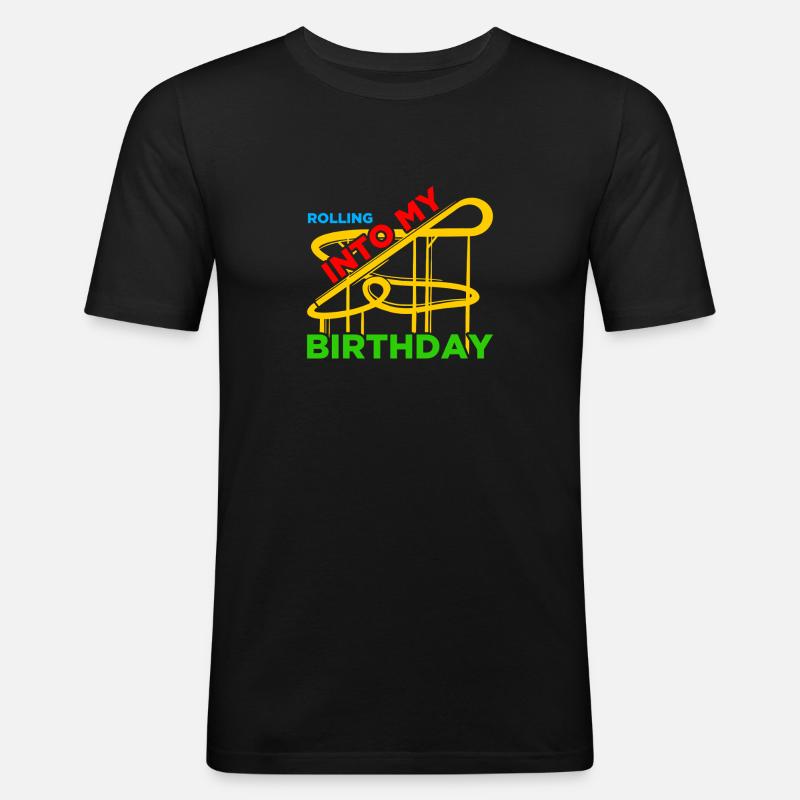 Rolling into Freizeitpark Rollercoaster Achterbahn - Männer Slim Fit T-Shirt - Schwarz