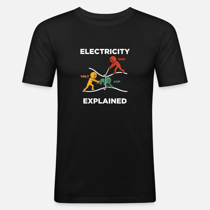 Electricity explained Elektriker - Männer Slim Fit T-Shirt - Schwarz