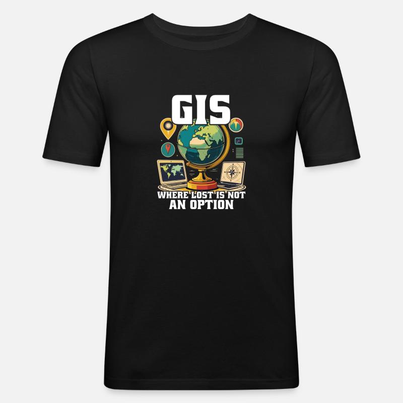 Geografische Informationssysteme - Männer Slim Fit T-Shirt - Schwarz