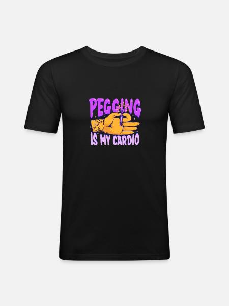 Cribbage Pegging Is My Cardio - Men's Slim Fit T-Shirt - black