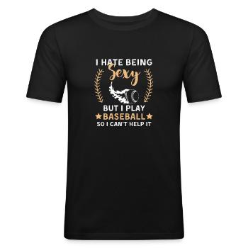 Lustiger Baseball Spruch Baseballteam - Männer Slim Fit T-Shirt - Schwarz - Vorne - Nik (191cm)