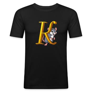 BUCHSTABE K - Männer Slim Fit T-Shirt - Schwarz - Vorne - Nik (191cm)