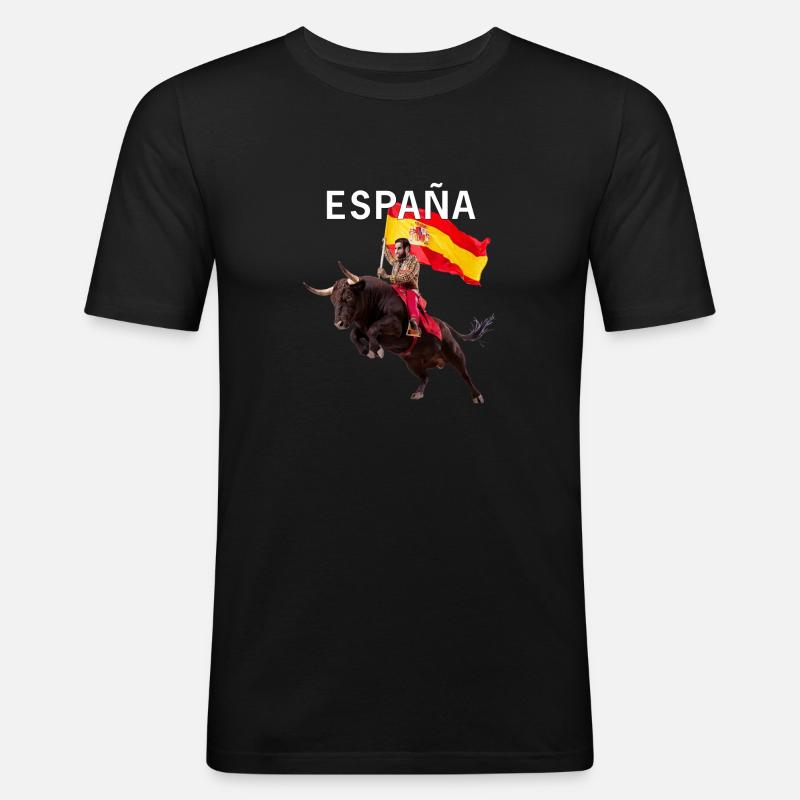 SPANIEN ESPAÑA - Männer Slim Fit T-Shirt - Schwarz