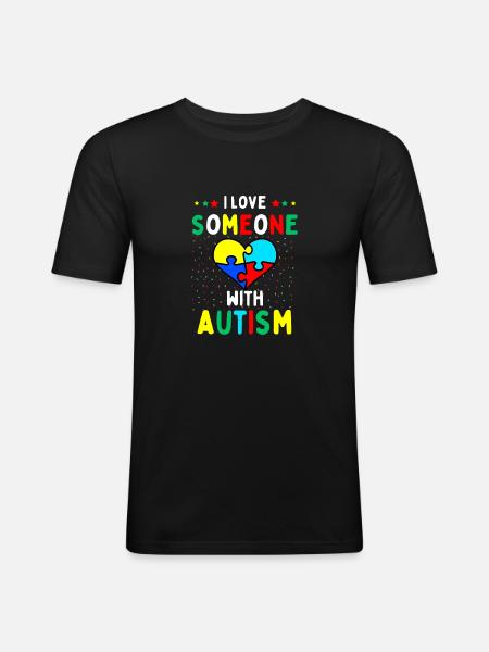J’aime quelqu’un avec autisme - T-shirt près du corps Homme - noir