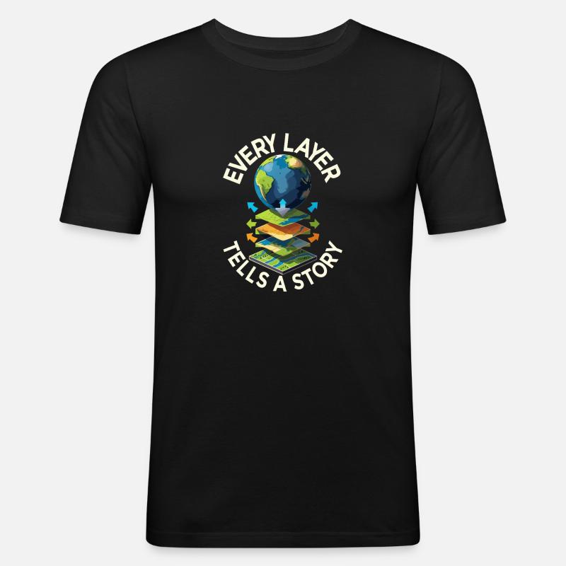 Geografische Informationssysteme Every Layer - Männer Slim Fit T-Shirt - Schwarz